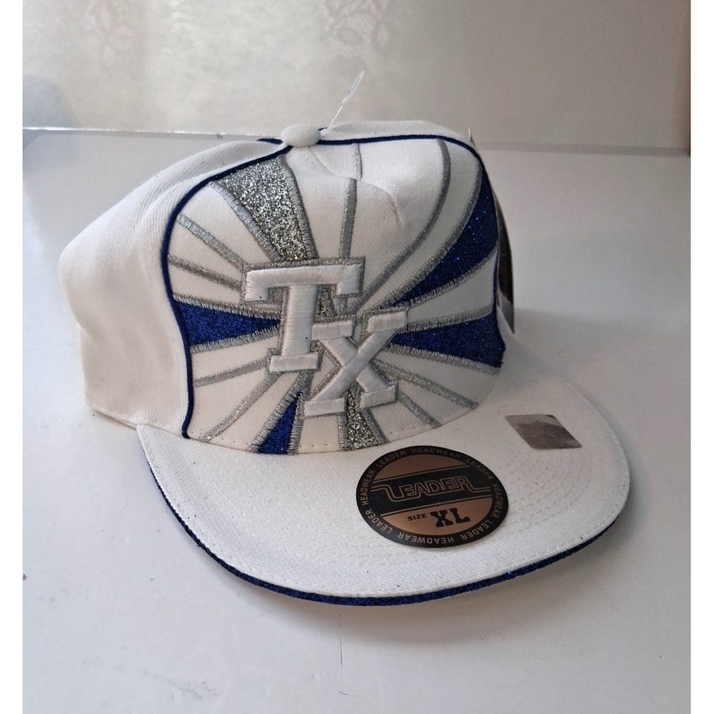 Leader XL Embroidered Texas Sports Ball Cap Silver & Blue Glitter Accents New